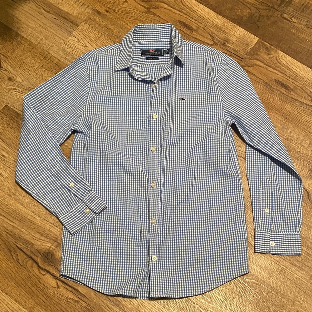 Vineyard Vines Boys Long Sleeve Button Down Whale Shirt Boys M 12-14